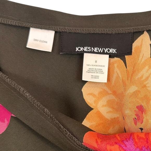 Vintage Jones NY 100%‎ Silk Garden Party Floral Blouse & Midi Skirt Set Womens 8 - Picture 11 of 14